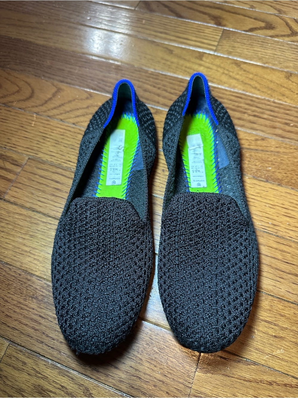 Rothy's The Loafer Black Honeycomb Knit Slip-On Flats - W8.5